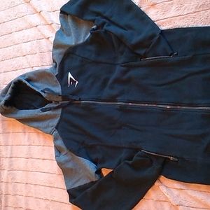 Gymshark Zip Up Hoodie Sweater, Size Medium, Black and Grey
